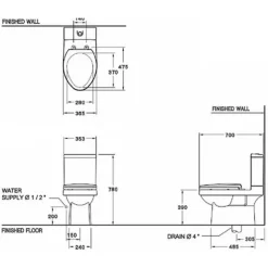 Alternative view of Bàn cầu COTTO C1182(CN1) hai khối nắp rửa cơ 3x3-E