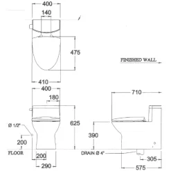 Alternative view of Bồn cầu COTTO C10127 1 khối Chloe xả gạt