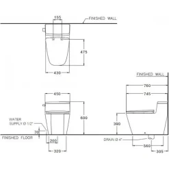 Alternative view of Bồn cầu COTTO C101907 1 khối Hercules Curve xả gạt