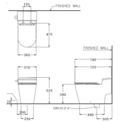 Alternative view of Bồn cầu COTTO C103347 1 khối Simply Connect xả gạt