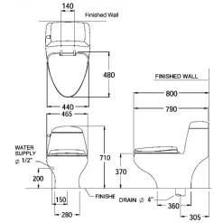 Alternative view of Bồn cầu COTTO C1046 1 khối Astoria xả gạt