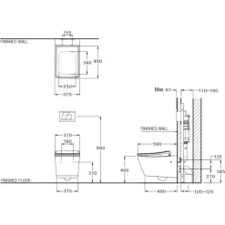Alternative view of Bồn cầu COTTO SC19337(F) treo tường thoát ngang