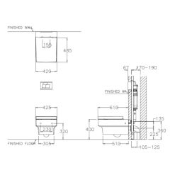 Alternative view of Bồn cầu COTTO SC19777(F) treo tường thoát ngang tâm 225mm