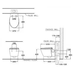 Alternative view of Bồn cầu COTTO SC1986(T) treo tường thoát ngang tâm 225mm