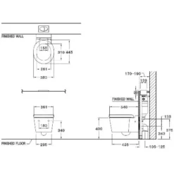 Alternative view of Bồn cầu COTTO SC198817(T) treo tường thoát ngang