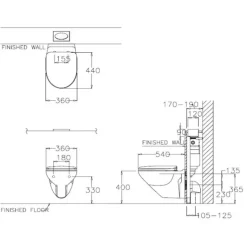 Alternative view of Bồn cầu COTTO SC199(T) treo tường thoát ngang tâm 230mm