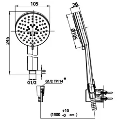 Alternative view of Bát sen Cotto ZH019#BL(HM) 3 chức năng màu đen mờ