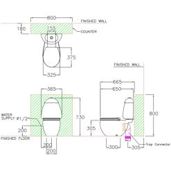 Alternative view of Bồn cầu COTTO C15007 KW Googai hai khối trẻ em