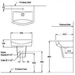 Alternative view of Chậu lavabo COTTO C01517/C4250 Tetragon chân ngắn