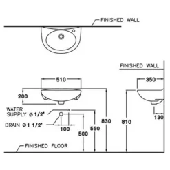 Alternative view of Chậu rửa mặt treo tường COTTO C005 Annie