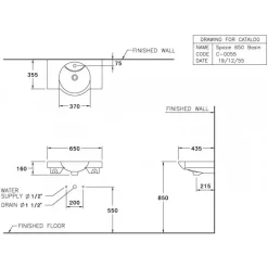 Alternative view of Chậu rửa mặt treo tường COTTO C0055 Space 65