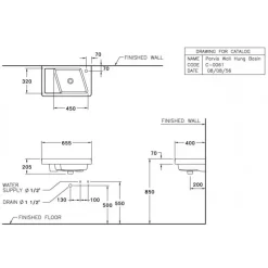 Alternative view of Chậu rửa mặt treo tường COTTO C0061 Parvis