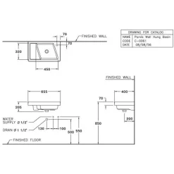 Alternative view of Chậu rửa mặt treo tường COTTO SC00657 Geo