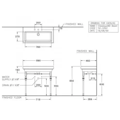 Alternative view of Chậu rửa mặt treo tường COTTO SC0341 Classique 90