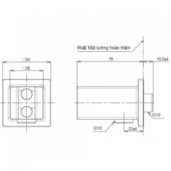 Alternative view of Cút nối tường TOTO TBW08010A#BFG kèm gác sen màu vàng Pháp mờ