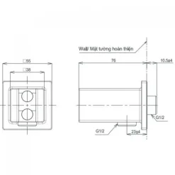 Alternative view of Cút nối tường TOTO TBW08010A#MBL kèm gác sen màu đen mờ