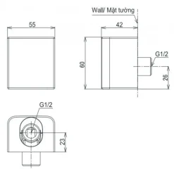 Alternative view of Cút nối tường TOTO TBW160N0A kèm gác sen dòng G