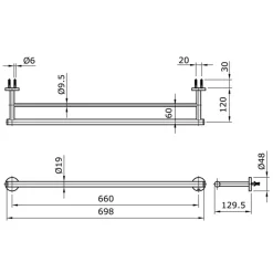 Alternative view of Thanh treo khăn TOTO TX724AES đôi 698mm