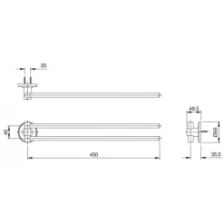 Alternative view of Thanh treo khăn TOTO TX725AC đôi 483mm xoay