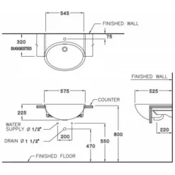 Alternative view of Chậu rửa mặt COTTO C021 Hellen bán âm bàn