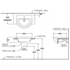 Alternative view of Chậu rửa mặt COTTO C02137 Opera bán âm bàn