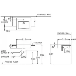 Alternative view of Chậu rửa mặt COTTO C0225 Kate bán âm bàn