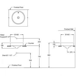 Alternative view of Chậu rửa mặt COTTO C00027 dương bàn Neo