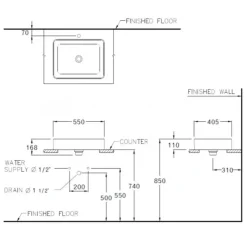 Alternative view of Chậu rửa mặt COTTO C00342#MBK đặt bàn Sensation Rectangle màu đen
