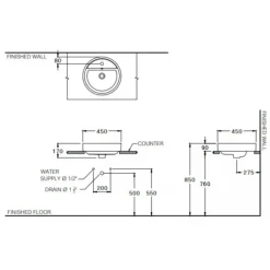 Alternative view of Chậu rửa mặt COTTO C00380#MLG đặt bàn màu xám mờ