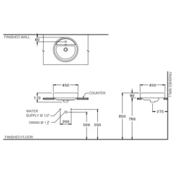 Alternative view of Chậu rửa mặt COTTO C00380#MWH đặt bàn màu trắng mờ