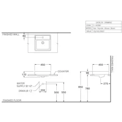 Alternative view of Chậu rửa mặt COTTO C00381#MBK đặt bàn Geo Square màu đen