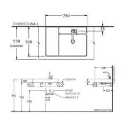 Alternative view of Chậu rửa mặt COTTO CPW0500#MTP đặt bàn 750x500 mm Quil