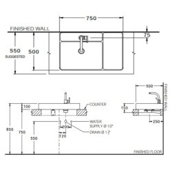 Alternative view of Chậu rửa mặt COTTO CPW0500#MWH đặt bàn 750x500 mm Quil