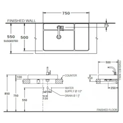 Alternative view of Chậu rửa mặt COTTO CPW0501#MWH đặt bàn 750x500 mm Quil