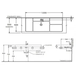 Alternative view of Chậu rửa mặt COTTO CPW0502#MTP đặt bàn 1200x500 mm Quil