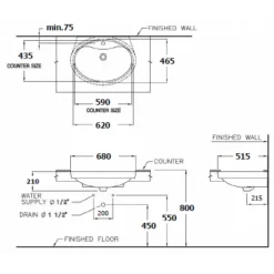 Alternative view of Chậu rửa mặt COTTO C016 âm bàn dương vành