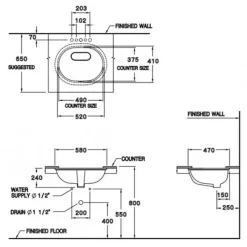 Alternative view of Chậu rửa mặt COTTO C01617 âm bàn