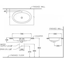 Alternative view of Chậu rửa mặt COTTO C019 dương vành Ellipse