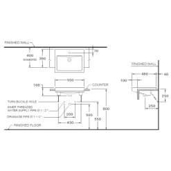 Alternative view of Chậu rửa mặt COTTO C02460 dương vành Viva