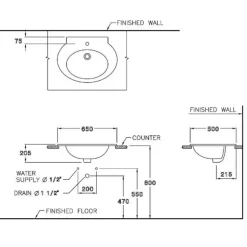 Alternative view of Chậu rửa mặt COTTO C05817 dương vành Charisma