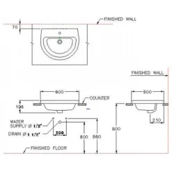 Alternative view of Chậu rửa mặt COTTO C05847 dương vành Opera