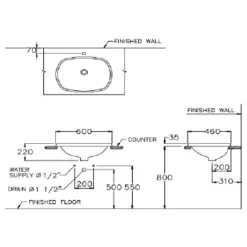 Alternative view of Chậu rửa mặt COTTO C05867 dương vành