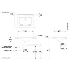 Alternative view of Chậu rửa mặt COTTO C05897 dương vành Classique Counter