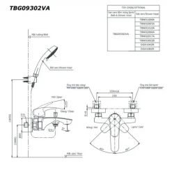 Alternative view of Vòi sen tắm TOTO TBG09302VA/TBW07012A nóng lạnh 2 chế độ