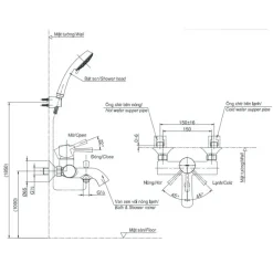 Alternative view of Vòi sen tắm TOTO TBS02302V/TBW09000V nóng lạnh 1 chế độ