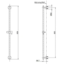 Alternative view of Thanh trượt sen tắm TOTO TBW01015B sáng bóng