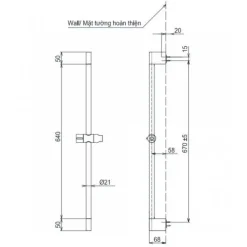 Alternative view of Thanh trượt sen tắm TOTO TBW07019A#MBL 740mm màu đen mờ