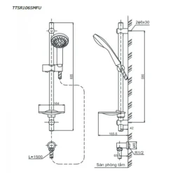 Alternative view of Thanh trượt sen tắm TOTO TTSR106SMFU