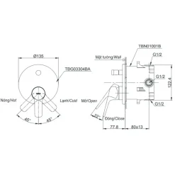 Alternative view of Van điều chỉnh TOTO TBG03304BA/TBN01001B sen âm tường
