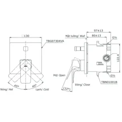 Alternative view of Van điều chỉnh TOTO TBG07304VA/TBN01001B sen âm tường